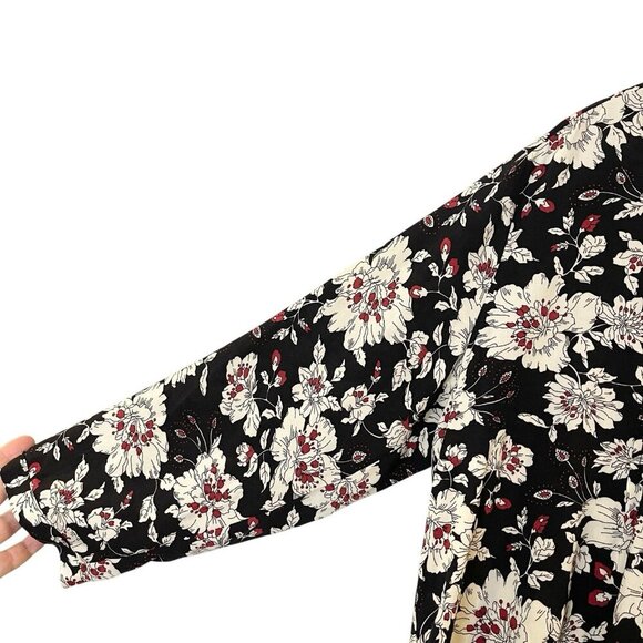 Fun 2 Fun Top Stitch Fix Women's Maley Blouse Size M Black Floral 3/4 Sleeve - Picture 4 of 6